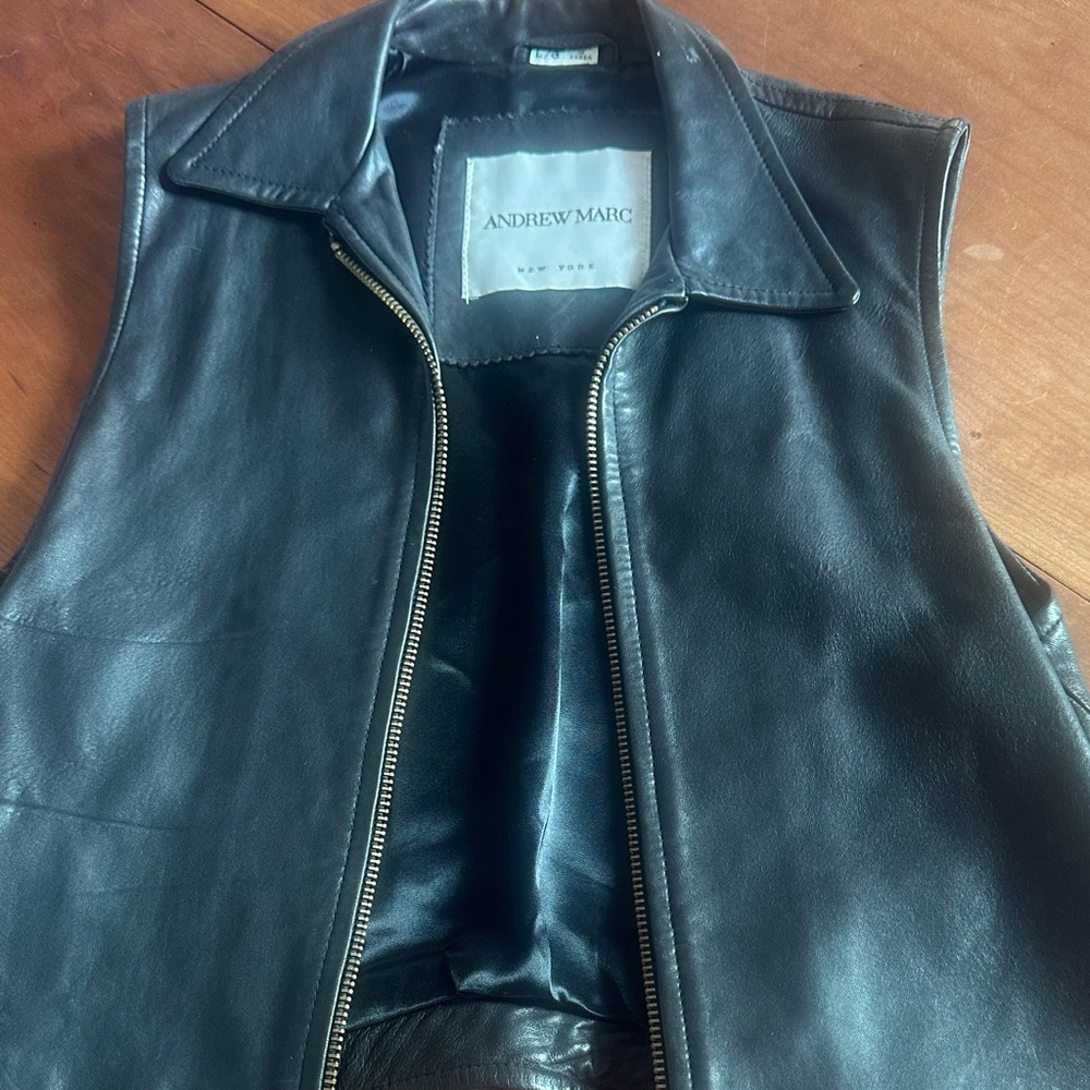 Andrew Marc Midnight Leather Vest